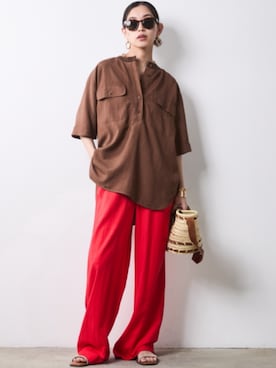 「CHIC STYLE（シックスタイル）のアイテム（パンツ）」を使った、ZOZO_SMILELAND_STAFFさん（レディース・163cm）の春コーディネート