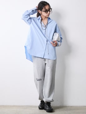 「CHIC STYLE（シックスタイル）の綿100％プリントスウェットパンツ＜大きいサイズ有＞シックスタイル（その他パンツ、グレー系）」を使った、ZOZO_SMILELAND_STAFFさん（レディース・163cm）の秋コーディネート