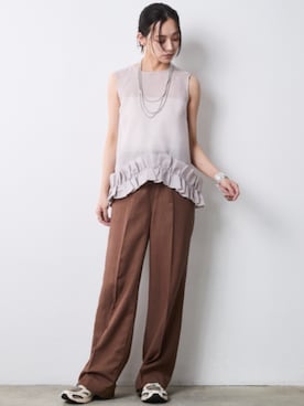 「CHIC STYLE（シックスタイル）のアイテム（パンツ）」を使った、ZOZO_SMILELAND_STAFFさん（レディース・163cm）の春コーディネート