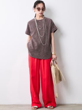 「CHIC STYLE（シックスタイル）のアイテム（パンツ）」を使った、ZOZO_SMILELAND_STAFFさん（レディース・163cm）の春コーディネート