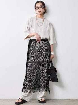 「CHIC STYLE（シックスタイル）のアイテム（スラックス）」を使った、ZOZO_SMILELAND_STAFFさん（レディース・163cm）の春コーディネート