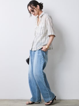 「CHIC STYLE（シックスタイル）のアイテム（パンツ）」を使った、ZOZO_SMILELAND_STAFFさん（レディース・163cm）の春コーディネート