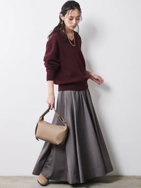 「CHIC STYLE（シックスタイル）のフレアマキシスカート＜大きいサイズ有＞シックスタイル（スカート）」を使った、ZOZO_SMILELAND_STAFFさん（レディース・163cm）の秋コーディネート