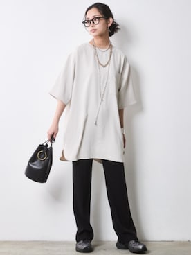 「CHIC STYLE（シックスタイル）のアイテム（パンツ）」を使った、ZOZO_SMILELAND_STAFFさん（レディース・163cm）の春コーディネート