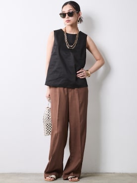 「CHIC STYLE（シックスタイル）のアイテム（パンツ）」を使った、ZOZO_SMILELAND_STAFFさん（レディース・163cm）の春コーディネート