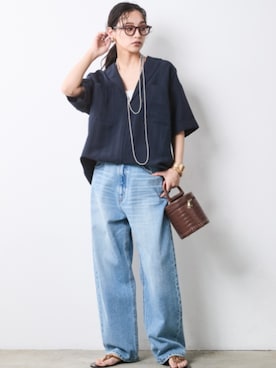 「CHIC STYLE（シックスタイル）のアイテム（パンツ）」を使った、ZOZO_SMILELAND_STAFFさん（レディース・163cm）の春コーディネート