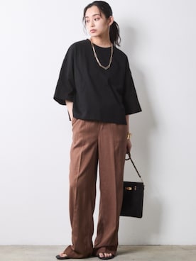 「CHIC STYLE（シックスタイル）のアイテム（パンツ）」を使った、ZOZO_SMILELAND_STAFFさん（レディース・163cm）の春コーディネート
