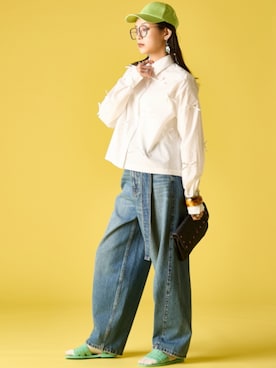 「GEVS.（ジェイヴィス）のアイテム（パンツ）」を使った、ZOZO_SMILELAND_STAFFさん（レディース・163cm）の春コーディネート