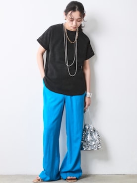 「CHIC STYLE（シックスタイル）のアイテム（パンツ）」を使った、ZOZO_SMILELAND_STAFFさん（レディース・163cm）の春コーディネート
