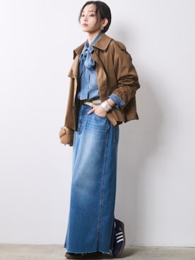 「アイテム（デニムスカート）」を使った、ZOZO_SMILELAND_STAFFさん（レディース・163cm）の秋コーディネート