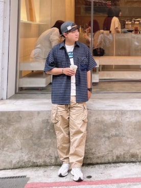 「plain-me（プレインミー）のアイテム（アクセサリー）」を使った、🅢🅤🅢🅐🅝 スーサンさん（メンズ・177cm）の夏コーディネート
