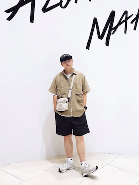 「plain-me（プレインミー）のアイテム（パンツ）」を使った、🅢🅤🅢🅐🅝 スーサンさん（メンズ・180cm）の夏コーディネート