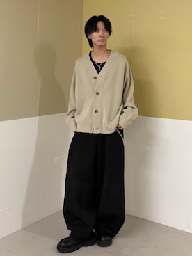 「Lui's（ルイス）のチャンキーカーディガン（カーディガン/ボレロ、グレー系）」を使った、koki.w_68さん（メンズ・175cm）の秋コーディネート