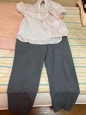「洋服の青山のアイテム（ビジネスシャツ、ホワイト系）」を使った、かなちゃんさん（レディース・151cm）の夏コーディネート