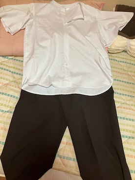 「UNIQLO（ユニクロ）のアイテム（スラックス、ブラック系）」を使った、かなちゃんさん（レディース・151cm）の夏コーディネート