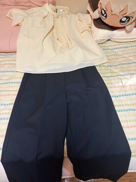 「洋服の青山のアイテム（スラックス、ブルー系）」を使った、かなちゃんさん（レディース・151cm）の夏コーディネート