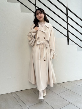 「one after another NICE CLAUP（ワンアフターアナザーナイスクラップ）のアイテム（トレンチコート）」を使った、rikoさん（レディース・156cm）の冬コーディネート