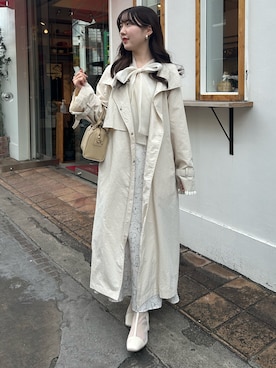 「one after another NICE CLAUP（ワンアフターアナザーナイスクラップ）のアイテム（トレンチコート）」を使った、rikoさん（レディース・156cm）の冬コーディネート