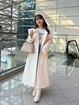 「one after another NICE CLAUP（ワンアフターアナザーナイスクラップ）のアイテム（チェスターコート）」を使った、rikoさん（レディース・156cm）の冬コーディネート