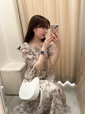 「one after another NICE CLAUP(ワンアフターアナザーナイスクラップ)のアイテム(ワンピース、ブラウン系)」を使った、rikoさん(レディース・156cm)の春コーディネート