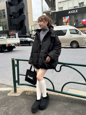 「one after another NICE CLAUP（ワンアフターアナザーナイスクラップ）のアイテム（ダウンジャケット/コート）」を使った、rikoさん（レディース・156cm）の秋コーディネート