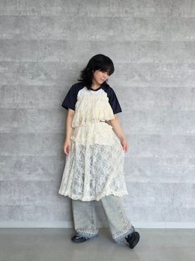 「ラグランTシャツ」｜moco🐑さん（レディース・158cm）の夏コーディネート
