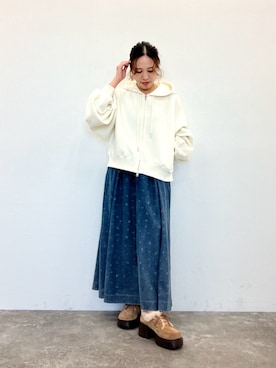「HIMIKO（ヒミコ）の【HIMIKO】ファーデザインレースアップシューズ/640019（ドレスシューズ、ブラウン系）」を使った、JUNNA さん（レディース・148cm）の秋コーディネート