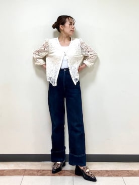 「HIMIKO（ヒミコ）のアイテム（ローファー）」を使った、JUNNA さん（レディース・148cm）の秋コーディネート