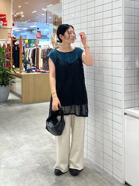 「アイテム（スウェットパンツ）」を使った、Natsukiさん（レディース・156cm）の夏コーディネート