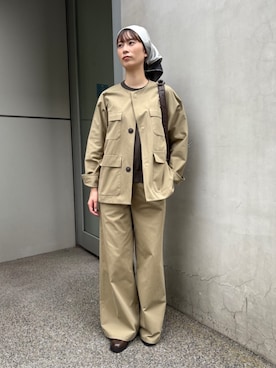「GALERIE VIE（ギャルリー ヴィー）の【WEB先行予約】モイストコットン リラックスフィットジャケット（ノーカラージャケット）」を使った、TOMORROWLAND_tairaさん（レディース・163cm）の夏コーディネート