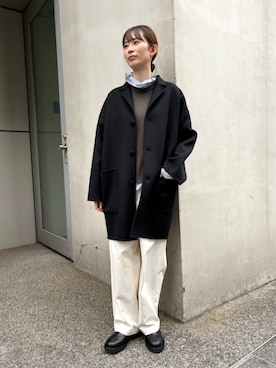 「アイテム（チェスターコート）」を使った、TOMORROWLAND_tairaさん（レディース・163cm）の冬コーディネート