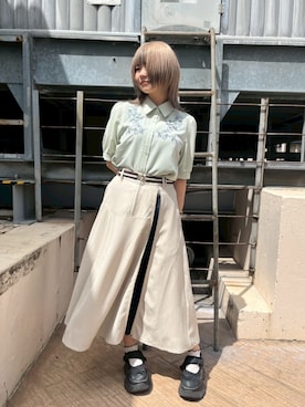 「刺繍ブラウス」｜NICOLE CLUB staffさん（レディース・156cm）の春コーディネート