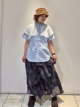 「アイテム（スカート）」を使った、NICOLE CLUB staffさん（レディース・156cm）の夏コーディネート