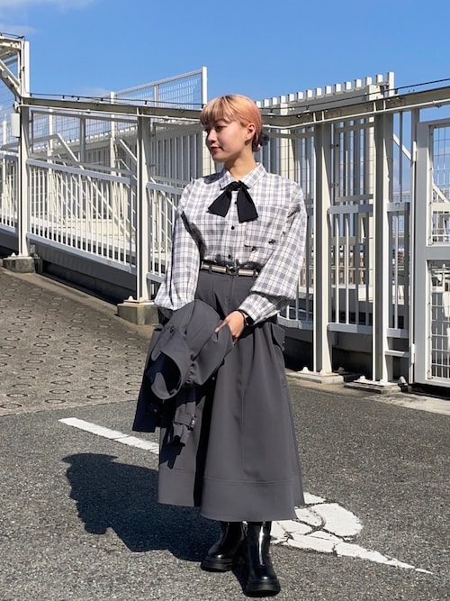 新品 MELROSE CLAIRE ヘリンボーンフレアスカート