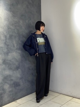 「ショート丈トップス」｜「アイテム（その他アウター）」を使った、NICOLE CLUB staffさん（レディース・150cm）の秋コーディネート