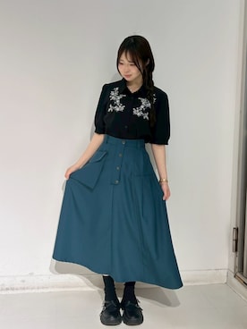 「刺繍ブラウス」｜NICOLE CLUB staffさん（レディース・152cm）の夏コーディネート