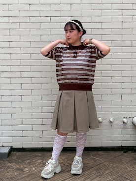 「アイテム（ポロシャツ）」を使った、NICOLE CLUB staffさん（レディース・146cm）の夏コーディネート