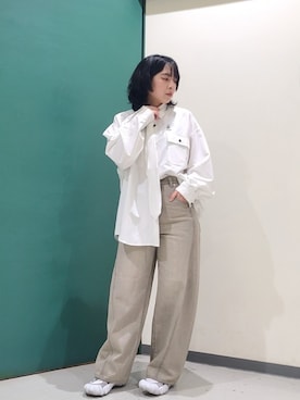 「ビッグシャツ」｜NICOLE CLUB staffさん（レディース・158cm）の春コーディネート