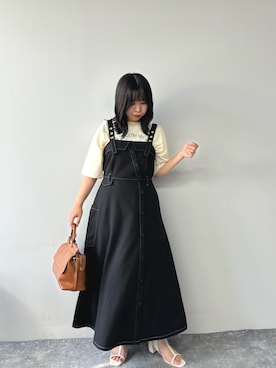 「150cm台コーデ」｜「アイテム（ジャンパースカート）」を使った、NICOLE CLUB staffさん（レディース・154cm）の夏コーディネート