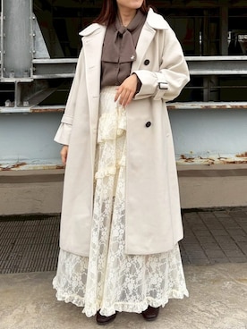 「アイテム（その他アウター、ホワイト系）」を使った、NICOLE CLUB staffさん（レディース・158cm）の冬コーディネート