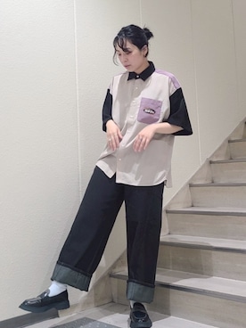 「刺繍シャツ」｜NICOLE CLUB staffさん（レディース・158cm）の春コーディネート