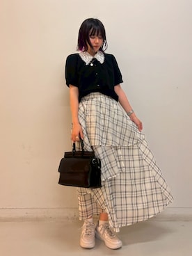 「レース衿」｜NICOLE CLUB staffさん（レディース・160cm）の夏コーディネート