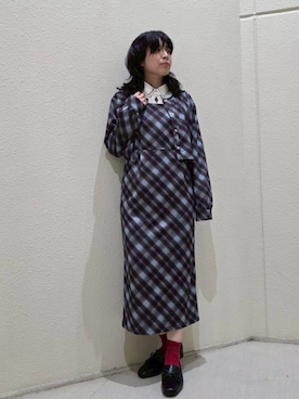 「チェックワンピース」｜NICOLE CLUB staffさん（レディース・158cm）の秋コーディネート