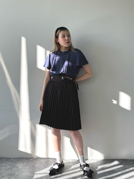 「アコーディオンプリーツ」｜「アイテム（スカート）」を使った、NICOLE CLUB staffさん（レディース・158cm）の秋コーディネート