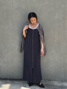 「肩掛け」｜「アイテム（ワンピース/ドレス）」を使った、NICOLE CLUB staffさん（レディース・154cm）の夏コーディネート