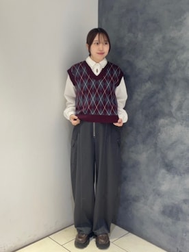 「アイテム（カーゴパンツ）」を使った、NICOLE CLUB staffさん（レディース・157cm）の秋コーディネート