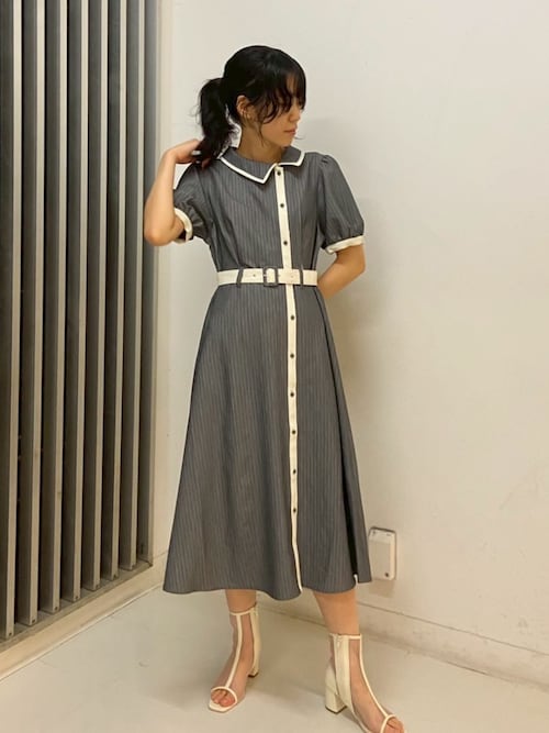 レトロ　nicole original 透け感ワンピース　ブルー　9号 TIME SALE】衿刺繍ワンピース｜その他ワンピース｜ニコル公式