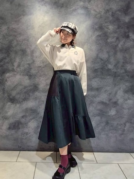 「アイテム（ポロシャツ）」を使った、NICOLE CLUB staffさん（レディース・156cm）の冬コーディネート