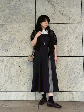 「アイテム（ジャンパースカート）」を使った、NICOLE CLUB staffさん（レディース・158cm）の秋コーディネート
