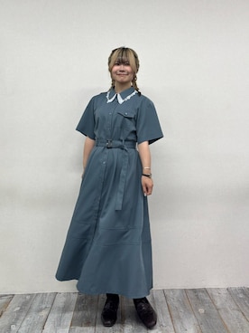 「襟付きワンピース」｜NICOLE CLUB staffさん（レディース・156cm）の夏コーディネート